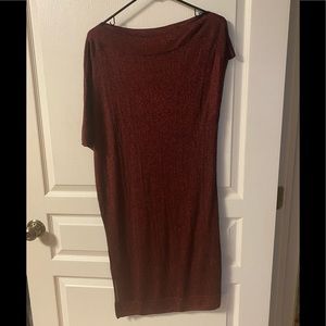 Zara Red Shimmery Tunic One Sleeve Size Medium